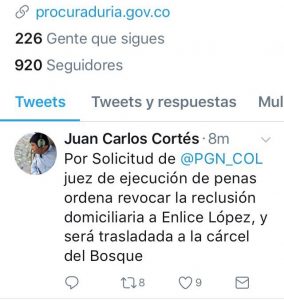 Juez ordena enviar a la cárcel a Enilce López