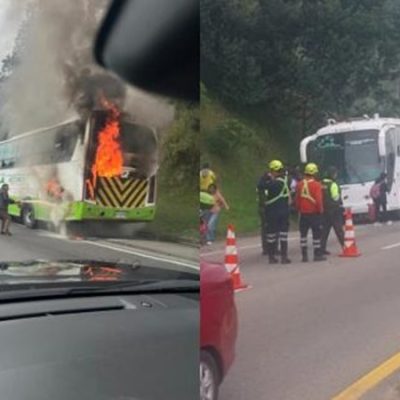 Bus intermunicipal se incendió en plena vía: no se reportan heridos