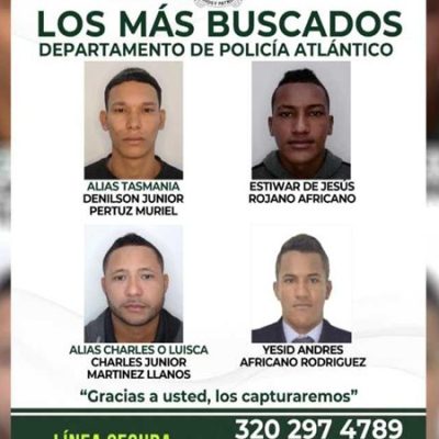 Policía del Atlántico presentó a los 4 más buscados por homicidio y hurto calificado agravado